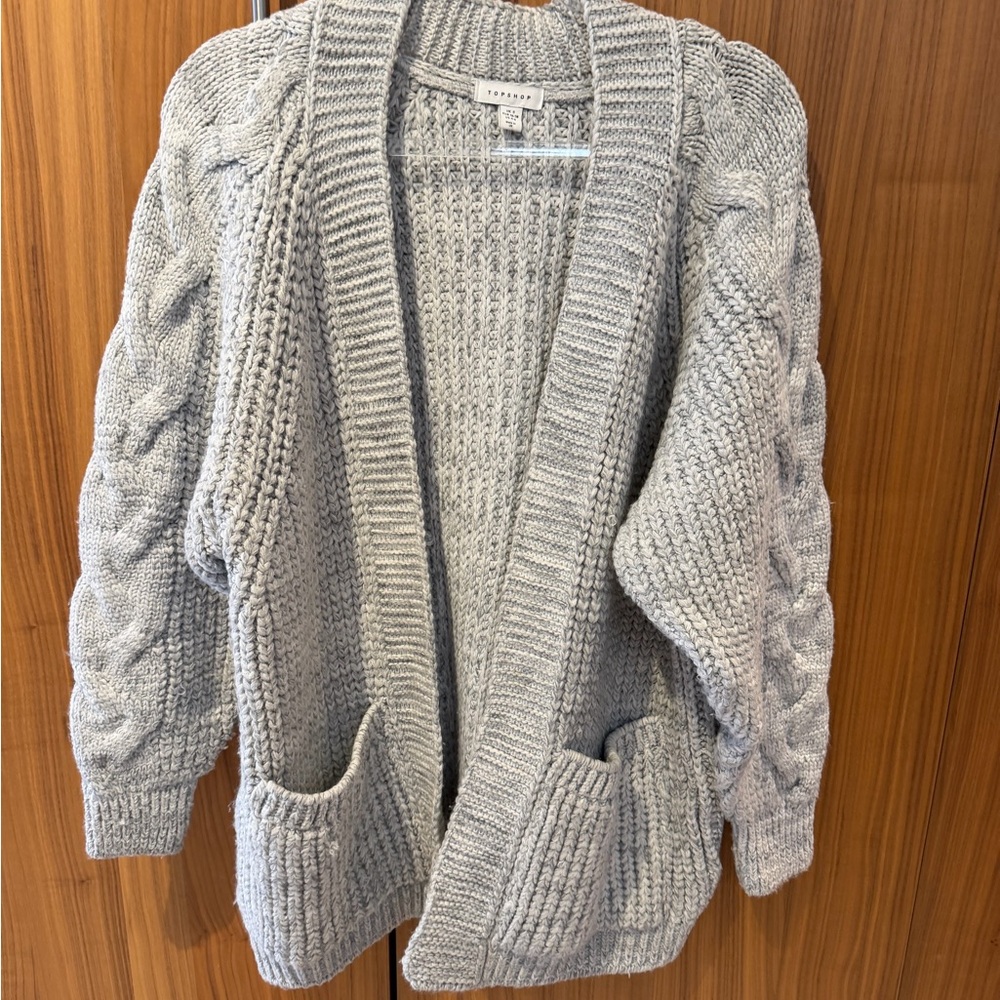 Topshop wool Heather Gray Cable Knit Cardigan—super warm!!